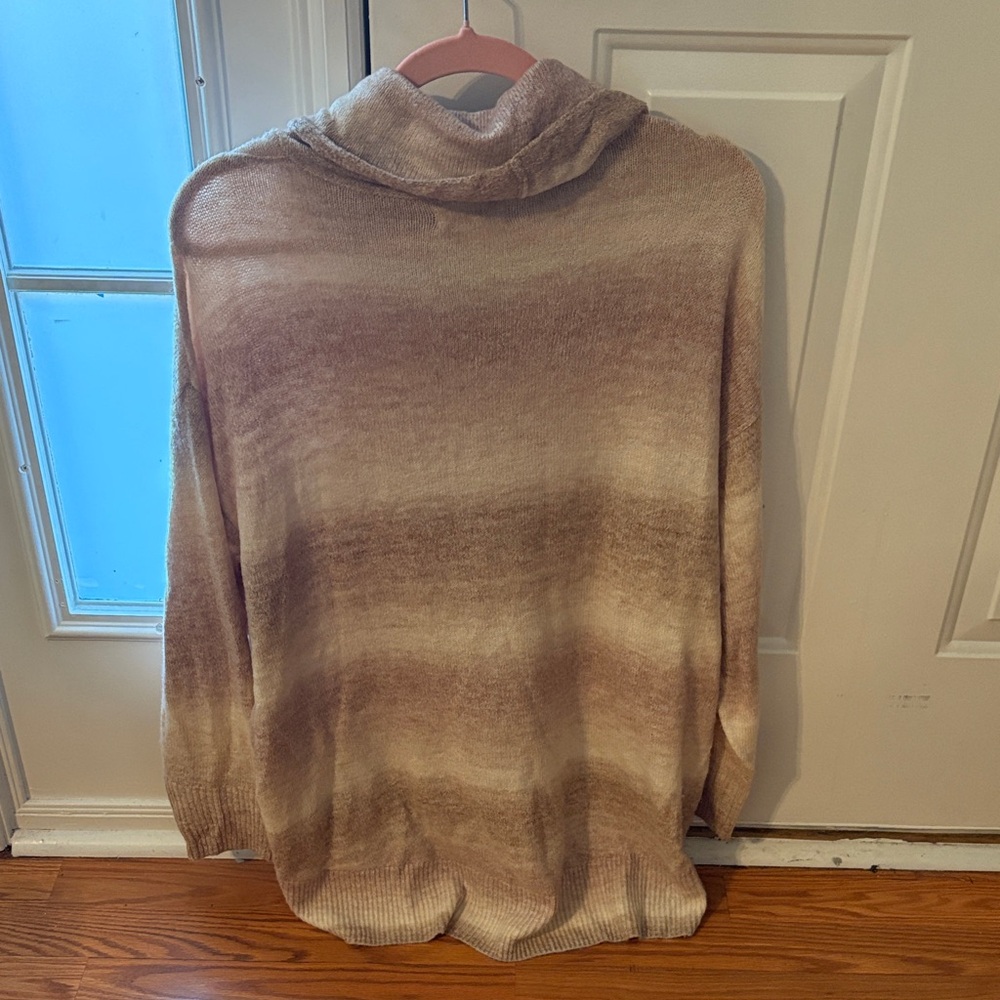 American Eagle Outfitters Cowl Neck Sweater in Cream and Brown - Picture 2 of 2